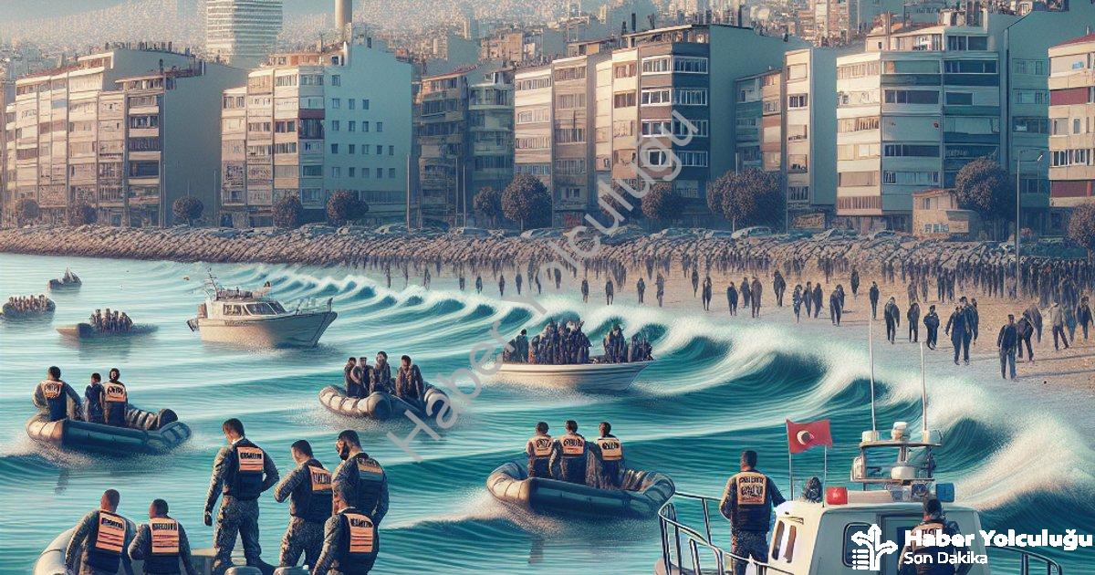 "İzmir Kıyılarında Hareketli Saatler: 120 Düzensiz Göçmen Yakalandı" başlıklı haber için fotorealist